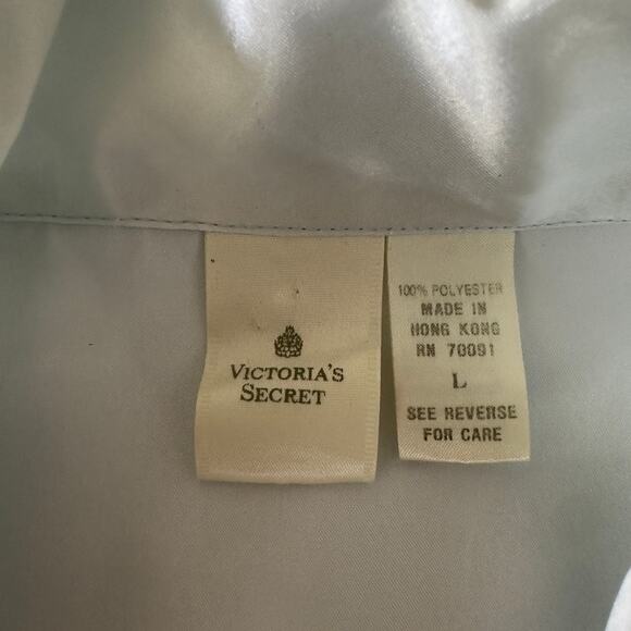 Vintage Victoria’s Secret Satin Pajama Set Ice Blue Y2K Loungewear L - Picture 3 of 9